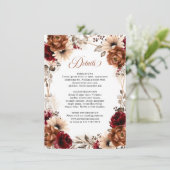 Terracotta Bourgondië Mauve Bloemrijke Geometrisch Informatiekaartje (Staand voorkant)