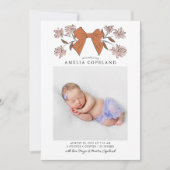 Terracotta Bow Baby Foto Geboorteaankondiging Aankondiging (Voorkant)