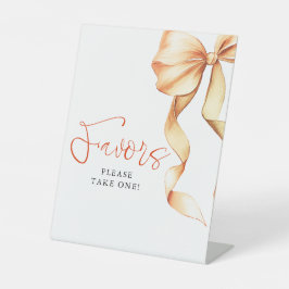 Terracotta Bow Bridal Shower Favors Reclamebord Met Voetstuk