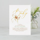 Terracotta Bow Fall Gender Neutral Baby Shower Folie Uitnodiging (Staand Voorkant)