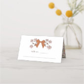 Terracotta Bow Floral Trouwtafel Nummer Plaatskaartje (Voorkant)