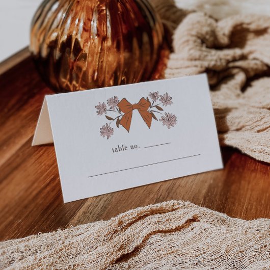 Terracotta Bow Floral Trouwtafel Nummer Plaatskaartje