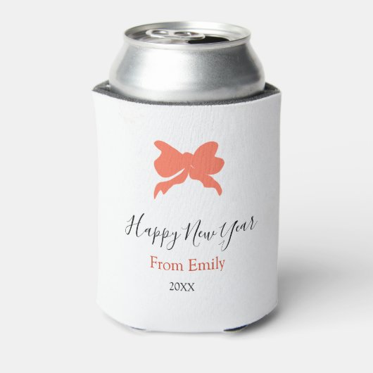 Terracotta bow happy new year name year boho retro blikjeskoeler (Blikje Achterkant)