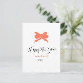 Terracotta bow happy new year name year boho retro briefkaart (Staand voorkant)