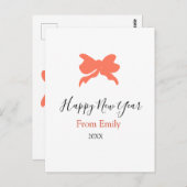 Terracotta bow happy new year name year boho retro briefkaart (Voorkant / Achterkant)
