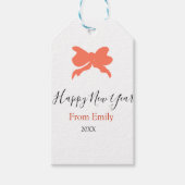 Terracotta bow happy new year name year boho retro cadeaulabel (Voorkant)