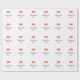 Terracotta bow happy new year name year boho retro cadeaupapier