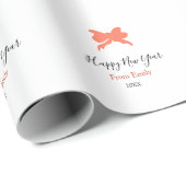 Terracotta bow happy new year name year boho retro cadeaupapier (Rol Hoek)
