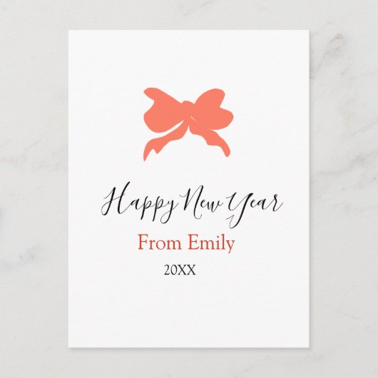 Terracotta bow happy new year name year boho retro feestdagenkaart (Voorkant)