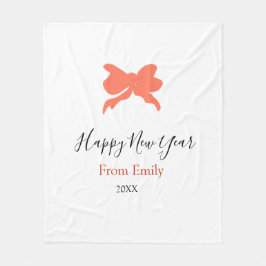 Terracotta bow happy new year name year boho retro fleece deken