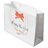 Terracotta bow happy new year name year boho retro groot cadeauzakje (Achterkant Gekanteld)