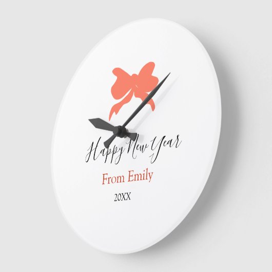 Terracotta bow happy new year name year boho retro grote klok (Hoek)