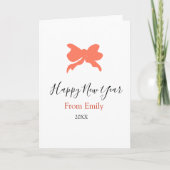 Terracotta bow happy new year name year boho retro kaart (Voorkant)