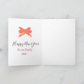 Terracotta bow happy new year name year boho retro kaart (Binnen)