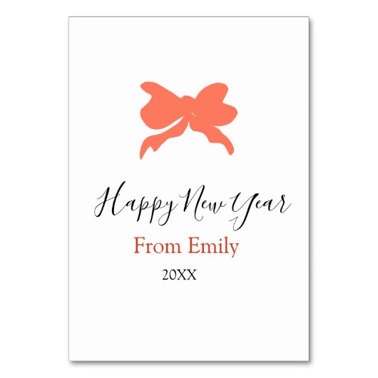 Terracotta bow happy new year name year boho retro kaart (Voorkant)