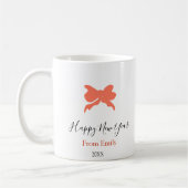 Terracotta bow happy new year name year boho retro koffiemok (Links)