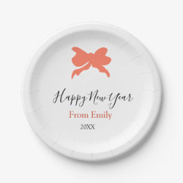 Terracotta bow happy new year name year boho retro papieren bordje