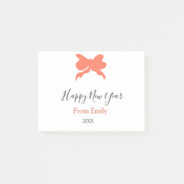 Terracotta bow happy new year name year boho retro post-it® notes