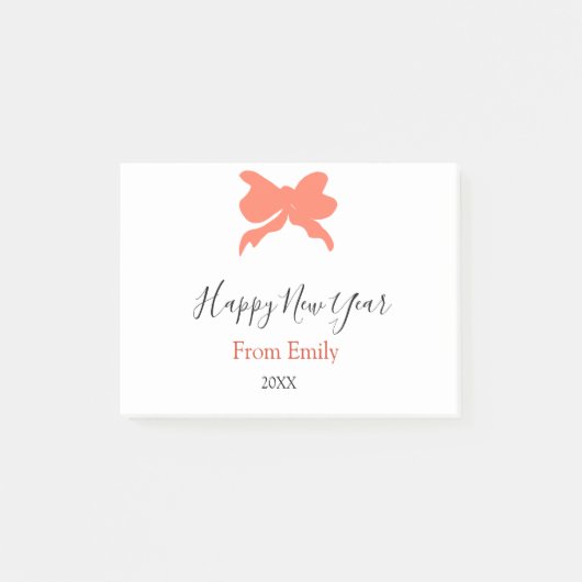 Terracotta bow happy new year name year boho retro post-it® notes (Voorkant)