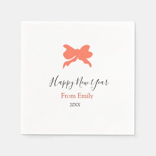 Terracotta bow happy new year name year boho retro servet (Voorkant)