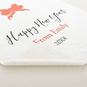 Terracotta bow happy new year name year boho retro sherpa deken (3/4)