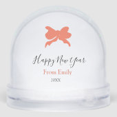 Terracotta bow happy new year name year boho retro sneeuwbol (Achterkant)