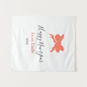 Terracotta bow happy new year name year boho retro wandkleed (Voorkant (horizontaal))