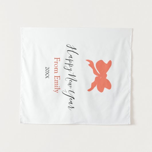 Terracotta bow happy new year name year boho retro wandkleed (Voorkant (horizontaal))