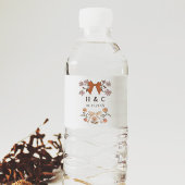 Terracotta Bows Blossom Wedding Monogram Waterfles Etiket
