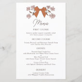 Terracotta Bows Flower Wedding Dinner Menu (Voorkant)