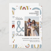 Terracotta Bright Boho Rainbows Bruiloft Save The Date (Voorkant / Achterkant)