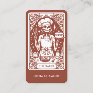Terracotta Brown Baker Tarot Skeleton Pastry Chef Visitekaartje