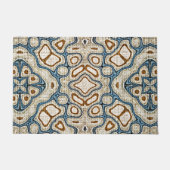 Terracotta Brown Blauwgroen Blue Orient Tribal Art Deurmat (Voorkant)