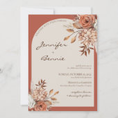 Terracotta Brown Bohemian Botanical Floral Modern Kaart (Voorkant)