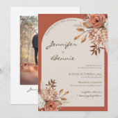 Terracotta Brown Bohemian Botanical Floral Modern Kaart (Voorkant / Achterkant)