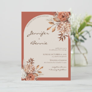 Terracotta Brown Bohemian Botanical Floral Modern Kaart