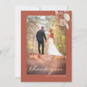Terracotta Brown Bohemian Floral Rustic Wedding Bedankkaart (Voorkant)