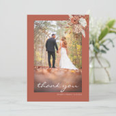 Terracotta Brown Bohemian Floral Rustic Wedding Bedankkaart (Staand voorkant)