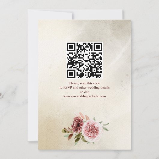 Terracotta brown boho flower bruiloft kaart (Achterkant)