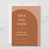 Terracotta Brown & Cream Minimalist Geometric Arch Save The Date (Voorkant)