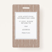 Terracotta Brown Lines Unique Employee Photo ID Badge (Achterkant)