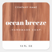 Terracotta brown pushstrokes etiket op vierkante p (Voorkant)