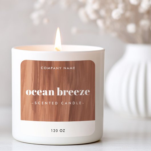 Terracotta brown pushstrokes etiket op vierkante p