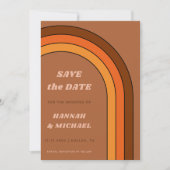 Terracotta Brown Retro Rainbow Minimalist Boho Save The Date (Voorkant)