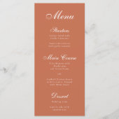 Terracotta Brown Simple Elegant Script Calligraphy Menu (Voorkant)