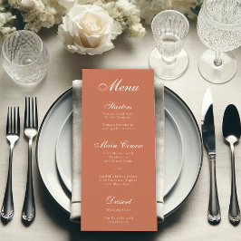 Terracotta Brown Simple Elegant Script Calligraphy Menu