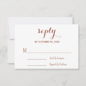 Terracotta Brown White Wedding RSVP Kaartje (Voorkant)