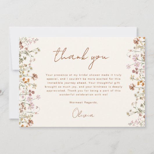 Terracotta Bruidsboeket Bruiloftfeest Bedankkaart (Voorkant)