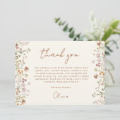 Terracotta Bruidsboeket Bruiloftfeest Bedankkaart (Staand voorkant)