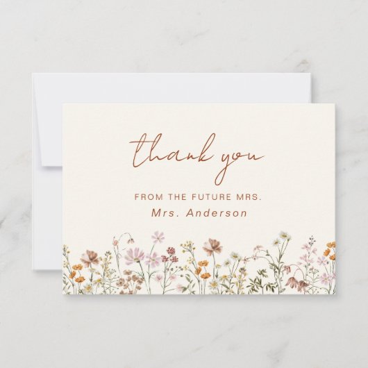 Terracotta Bruidsboeket Bruiloftfeest Bedankkaart (Voorkant)